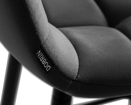 Купить Стул полубарный DOBRIN OLIVIA, черные матовые ножки, темно-серый велюр (108-91) по выгодной цене для кафе, ресторанов и кухни