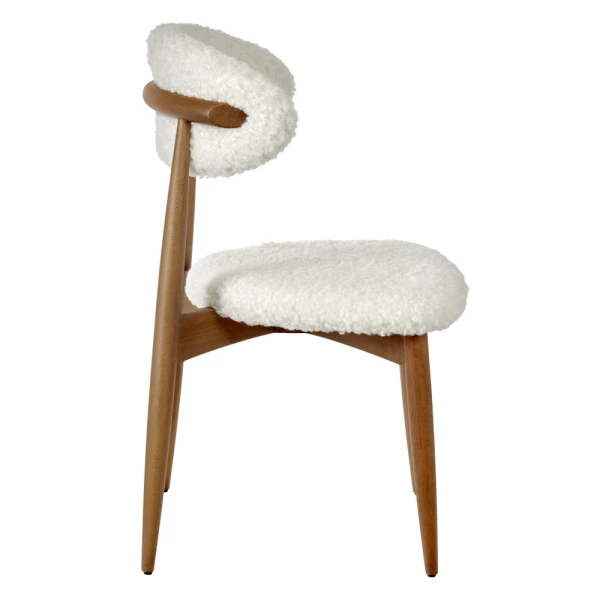 Купить Стул Lucas белый искусственный мех с ножками цвета орех по низкой цене