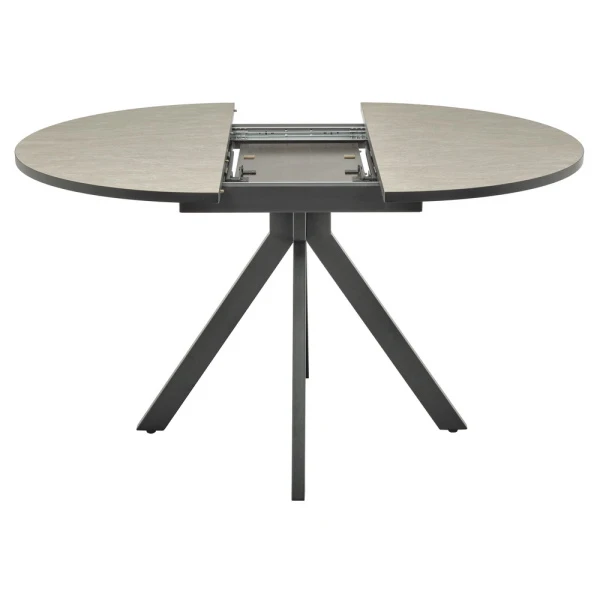 Купить Стол Rudolf круглый раскладной 100-130x100x75см, Бетон слюда, чёрный по низкой цене