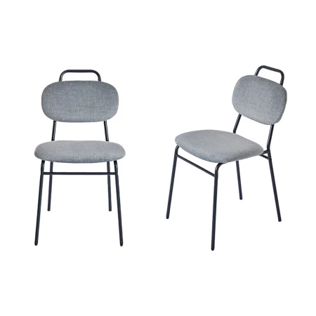 Комплект из 2-ух стульев MOLLY разборный черный каркас серое сиденье