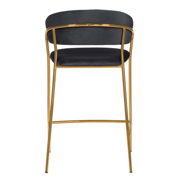 Стул полубарный Turin чёрный с золотыми ножками для кафе, ресторанов и кухни