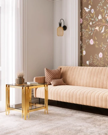 Купить Журнальный столик 55*55 ГЭТСБИ золото стекло smoke по низкой цене