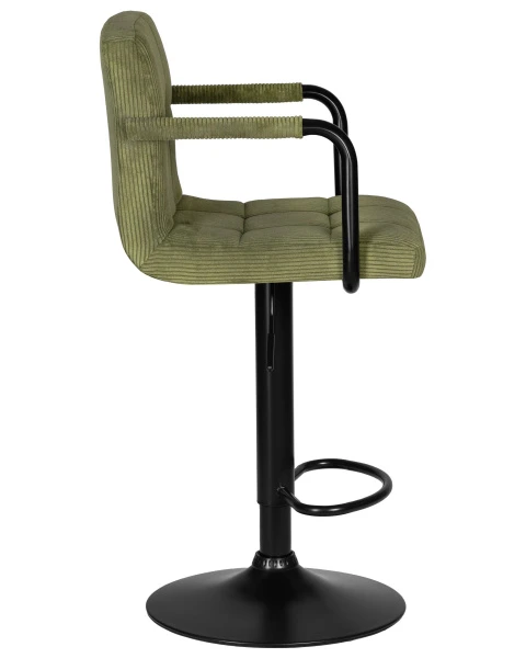 Стул барный DOBRIN KRUGER ARM BLACK, зеленый вельвет (LAR-E2041-7) для кафе, ресторанов и кухни