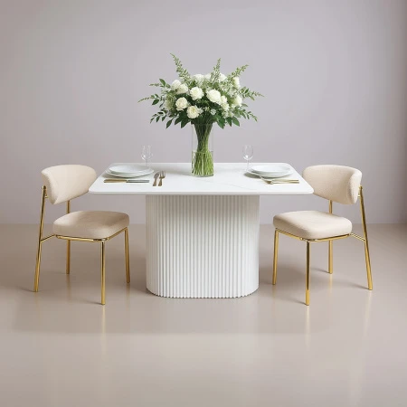 Купить Стол Festa 140x85x77см, керамогранит белый мрамор по низкой цене