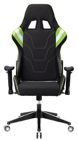 Кресла для геймеров - Кресло игровое Zombie VIKING 4 AERO черный/салатовый текстиль/эко.кожа с подголов. крестов. пластик