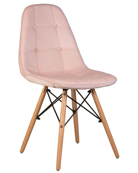 Купить Набор 4 шт Стул обеденный DOBRIN BENNET, ножки светлый бук, пудрово-розовый велюр (HLR-39) по низкой цене