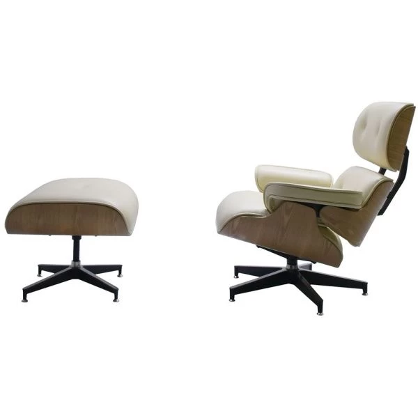 Купить Кресло EAMES LOUNGE CHAIR и оттоманка EAMES LOUNGE CHAIR бежевые по низкой цене