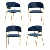 Комплект из 4-х стульев Turin синий, золотые ножки