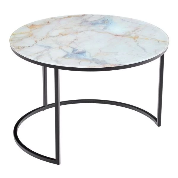 Купить Набор кофейных столиков Tango бежевый мрамор с чёрными ножками, 2шт по низкой цене