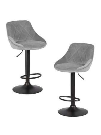 Набор 2 шт Стул барный DOBRIN LOGAN BLACK, серый велюр (MJ9-75)