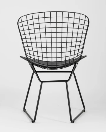 Купить Стул обеденный Bertoia черный с черной подушкой по низкой цене