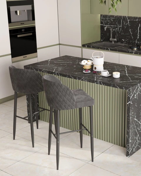 Стул барный Оскар велюр серый для кафе, ресторанов и кухни