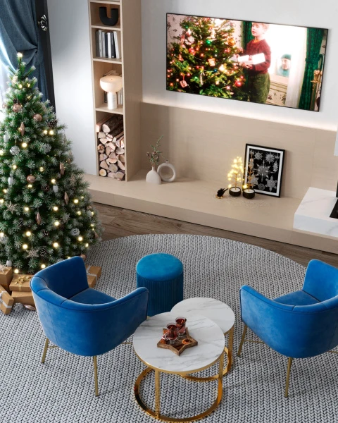 Купить Кресло Шале велюр синий по низкой цене