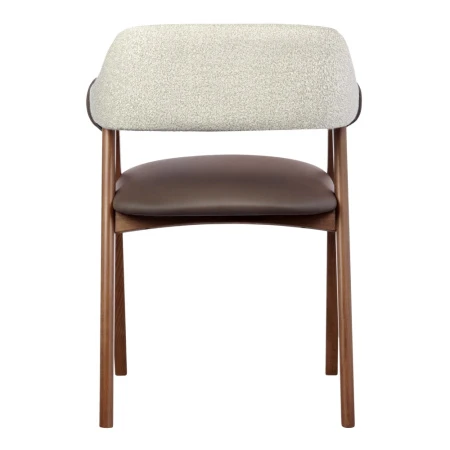 Купить Стул KELLI бежевый букле, экокожа коричневая, орех по низкой цене