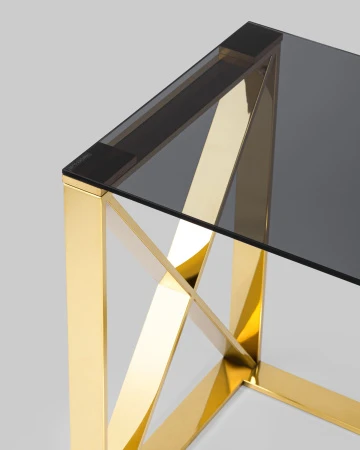 Купить Журнальный стол 40*40 КРОСС золото стекло smoke по низкой цене
