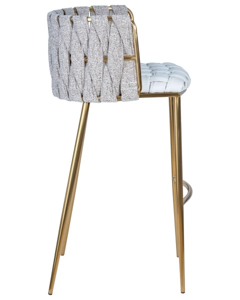 Купить Набор 4 шт Стул барный DOBRIN EMMA GOLD, белый PU (T-01), белая ткань (F-49) по низкой цене