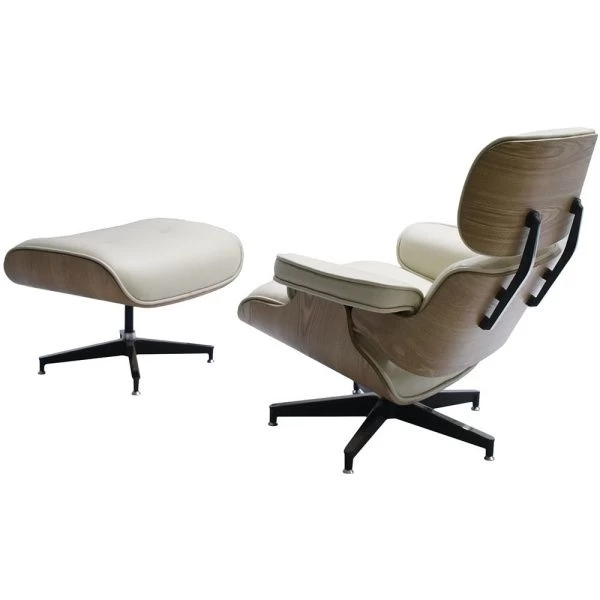Купить Кресло EAMES LOUNGE CHAIR и оттоманка EAMES LOUNGE CHAIR бежевые по низкой цене