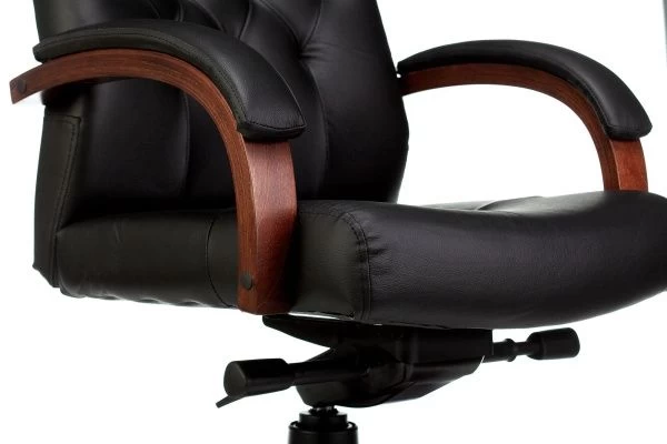 Кресло руководителя Бюрократ T-9928WALNUT черный кожа крестовина металл/дерево | Купить в КупиКресла.ру