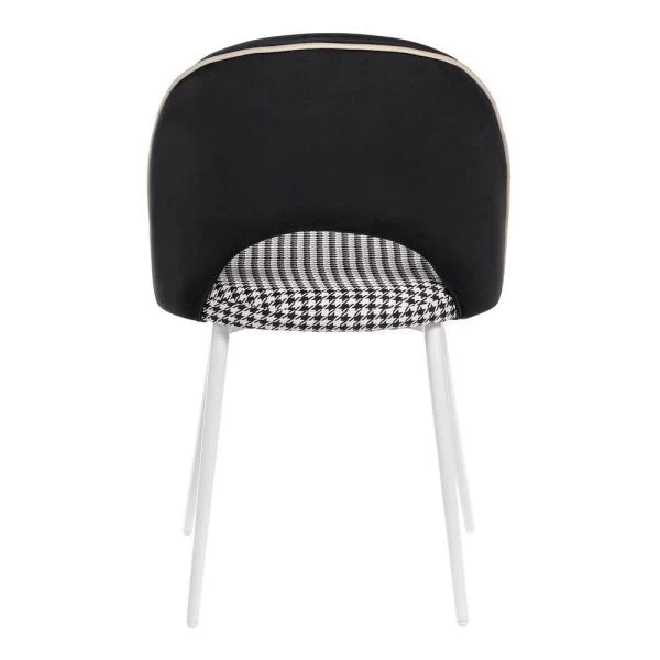 Купить Стул Leo чёрный с жаккардом, с белыми ножками по низкой цене