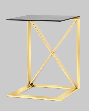 Купить Журнальный стол 40*40 КРОСС золото стекло smoke по низкой цене