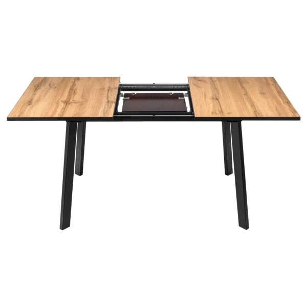 Купить Стол Dublin раскладной 120-160х80х75 Дуб Вотан, чёрные ножки по низкой цене