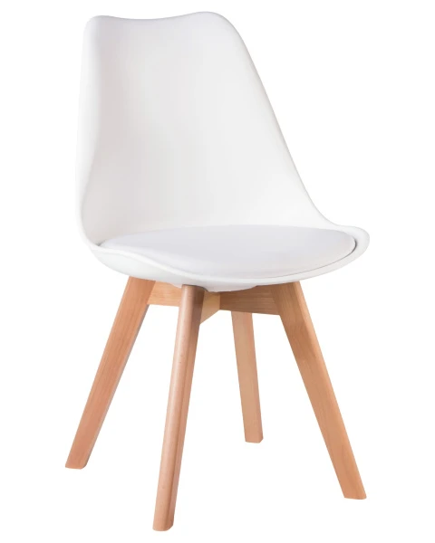 Купить Набор 4 шт Стул обеденный DOBRIN JERRY SOFT, ножки светлый бук, цвет сиденья белый (W-02) по низкой цене