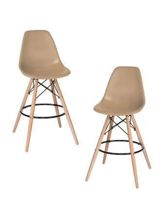 Набор 2 шт Стул барный DOBRIN DSW BAR, ножки светлый бук, цвет сиденья бежевый (GR-03)