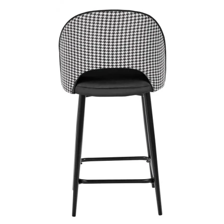 Купить Стул полубарный Leo чёрный с жаккардом, с поворотным механизмом по выгодной цене для кафе, ресторанов и кухни