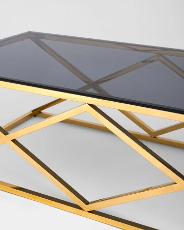 Купить Журнальный стол 120*60 ИНСИГНИЯ золото стекло smoke по низкой цене