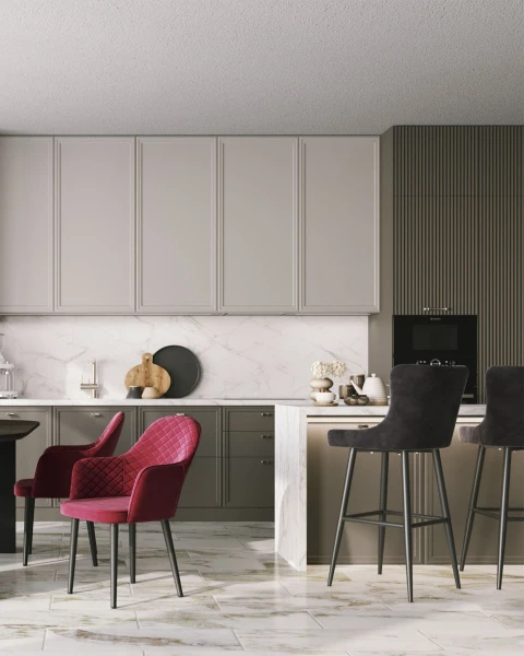 Стул барный Ститч велюр серый для кафе, ресторанов и кухни