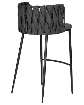 Купить Стул барный DOBRIN AMELIA, серая ткань (F-48), темно-серый винтажный PU (MF-12) по выгодной цене для кафе, ресторанов и кухни