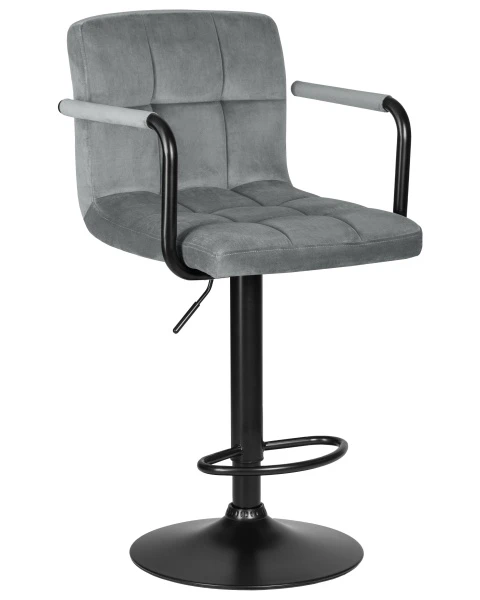 Купить Набор 2 шт Стул барный DOBRIN KRUGER ARM BLACK, серый велюр (MJ9-75) по низкой цене