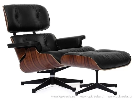 Кресло Eames (Эймс) Lounge & Ottoman черная кожа/палисандр