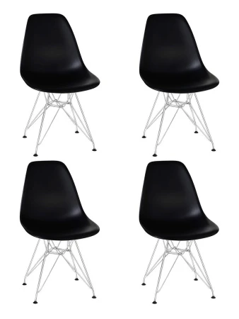 Набор 4 шт Стул обеденный DOBRIN DSR, ножки хром, цвет чёрный (B-03)