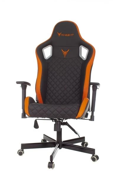 Кресло игровое Knight Outrider черный/оранжевый ромбик эко.кожа с подголов. крестов. металл | Купить в КупиКресла.ру