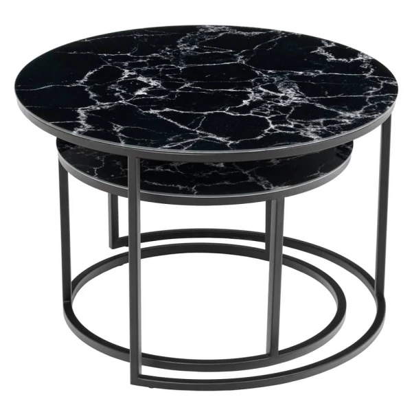 Купить Набор кофейных столиков Tango чёрный мрамор с чёрными ножками, 2шт по низкой цене