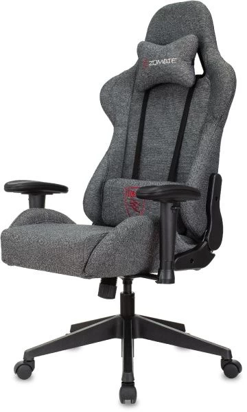 Кресло игровое Zombie Neo серый 3C1 с подголов. крестов. пластик черный