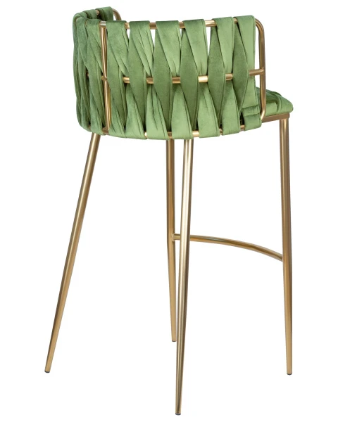 Купить Набор 4 шт Стул барный DOBRIN EMMA GOLD, зеленый велюр (VF-08) по низкой цене