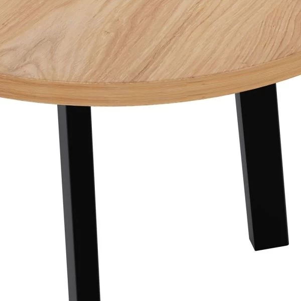Купить Стол Next круглый раскладной 90-120x90x76,5см, Дуб Навара, чёрный по низкой цене