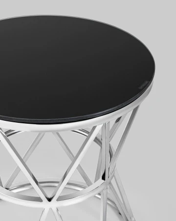 Купить Журнальный стол 50*50 ВИВА серебро стекло черное по низкой цене