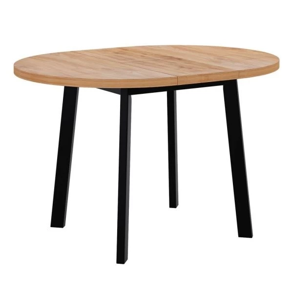 Купить Стол Next круглый раскладной 90-120x90x76,5см, Дуб Навара, чёрный по низкой цене