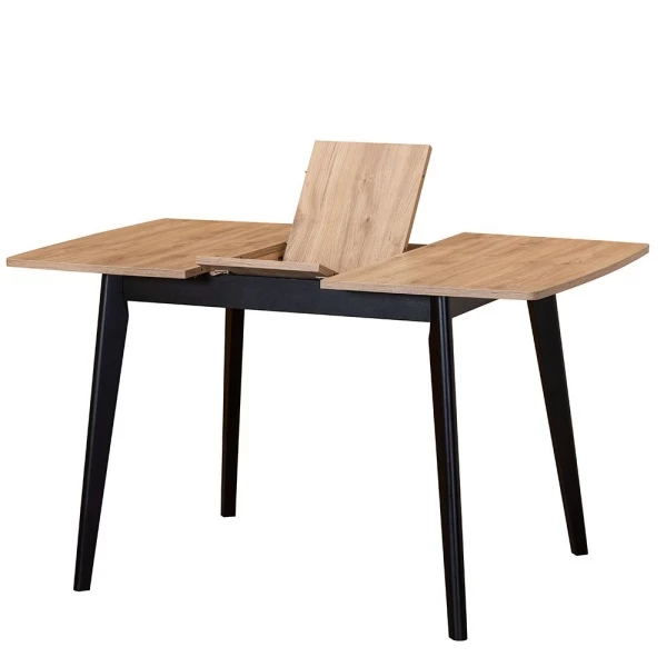 Купить Стол Oslo раскладной 100-130x80x76см, Дуб Навара структурное, чёрный по низкой цене