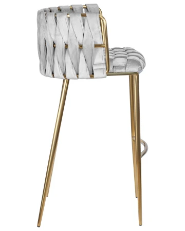 Купить Стул барный DOBRIN EMMA GOLD, светло-серый велюр (135-37) по выгодной цене для кафе, ресторанов и кухни