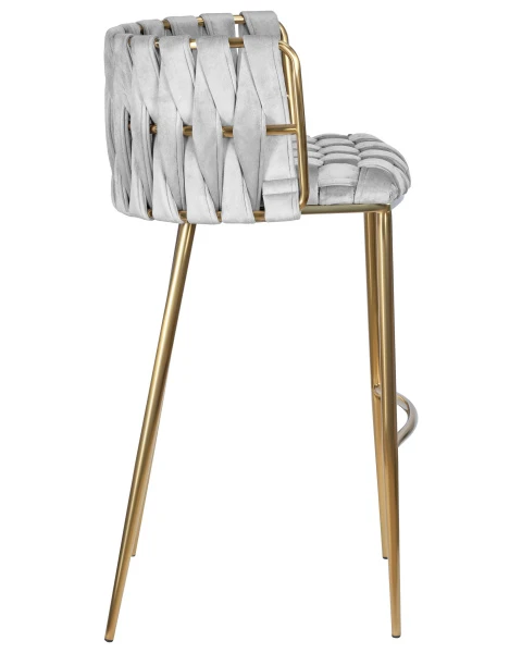 Стул барный DOBRIN EMMA GOLD, светло-серый велюр (135-37) для кафе, ресторанов и кухни