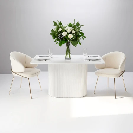 Купить Стол Festa 140x85x77см, керамогранит белый мрамор по низкой цене