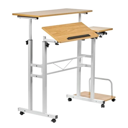 Купить Стол многофункциональный Shuttle 80х58х80-130см, светлое дерево, белый по низкой цене