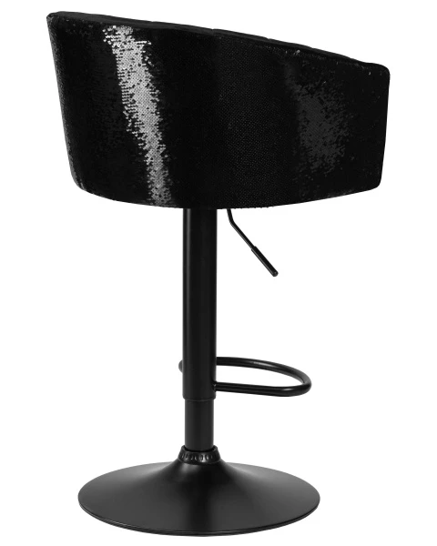 Стул барный DOBRIN DARCY BLACK SHINY, черный велюр с черно-золотыми пайетками для кафе, ресторанов и кухни