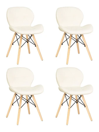 Набор 4 шт Стул обеденный DOBRIN BUTTERFLY, ножки светлый бук, цвет сиденья кремовый