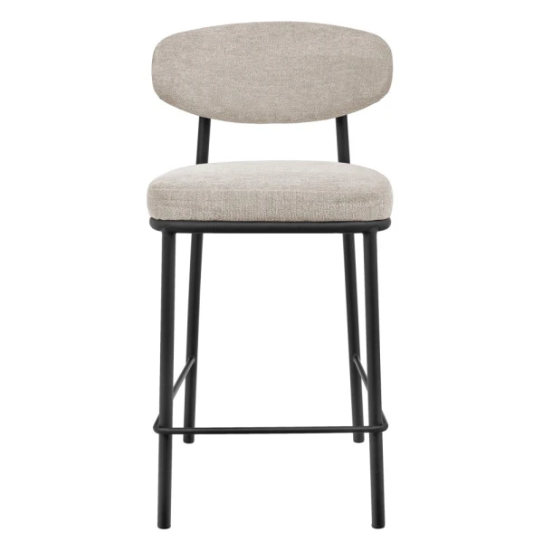 Стул полубарный Lucas 2 латте шенилл с чёрными ножками для кафе, ресторанов и кухни