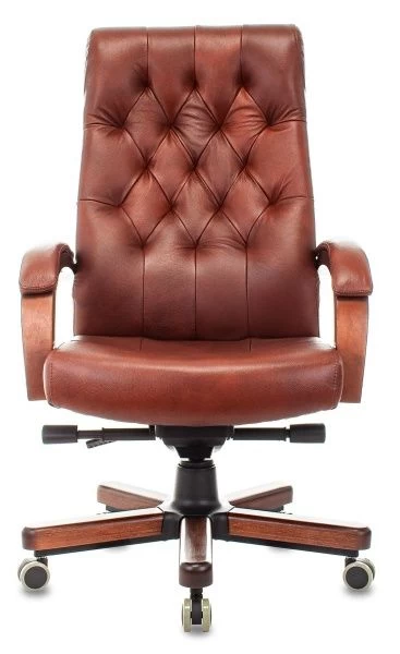 Кресло руководителя Бюрократ T-9928WALNUT светло-коричневый Leather Eichel кожа крестов. металл/дерево
